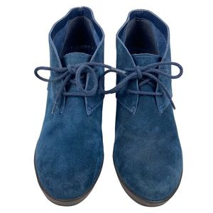 Cole Haan Halley Blue suede wedge ankle boots size 8.5 B or Medium